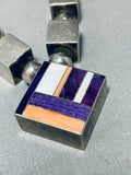 Important Vintage Native American Navajo Ray Tracey Sterling Silver Inlay Necklace-Nativo Arts