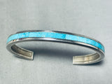 Brilliant Native American Zuni Blue Gem Turquoise Sterling Silver Robin Banteah Bracelet-Nativo Arts