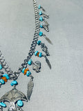 Cutest Vintage Native American Navajo Charm Turquoise Sterling Silver Dangling Necklace-Nativo Arts