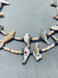 Intricate Vintage Santo Domingo Bird Heishi Sterling Silver Necklace-Nativo Arts