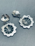 Yazzie Hand Tooled Vintage Native American Navajo Sterling Silver Earrings-Nativo Arts