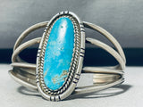 Authentic Vintage Native American Navajo Blue Gem Turquoise Sterling Silver Bracelet-Nativo Arts