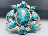 Stars Of Turquoise Vintage Native American Navajo Sterling Silver Bracelet Cuff-Nativo Arts