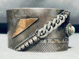 One Of The Most Unique Vintage Native American Navajo Turquoise Sterling Silver Bracelet-Nativo Arts