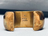 6 Inch Wrist Vintage Orville Tsinnie Brass Hand Tooled Bracelet-Nativo Arts