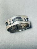 Noteworthy Vintage Signed Native American Hopi Sterling Silver Overlay Large Ring-Nativo Arts