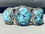 Rare Blue Diamond Turquoise!! Vintage Native American Navajo Sterling Silver Bracelet-Nativo Arts