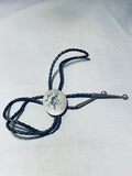 Dancing Kokopelli Vintage Navajo Sterling Silver Overlay Bolo Tie-Nativo Arts