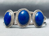 Amazing Domed Lapis Vintage Native American Navajo Sterling Silver Bracelet-Nativo Arts