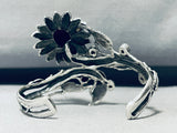 Purple Agate Sunflower!! Vintage Sterling Silver Detailed Bracelet-Nativo Arts