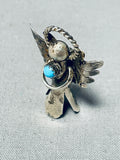 Celestial Vintage Native American Navajo Sleeping Beauty Turquoise Silver Squash Angel Pin-Nativo Arts