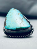 Sturdy 19 Grams Vintage Native American Navajo Triangle Turquoise Sterling Silver Ring Old-Nativo Arts