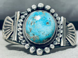 Leon Martinez Vintage Native American Navajo Pilot Mountain Turquoise Sterling Silver Bracelet-Nativo Arts