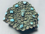 Teh Best Vintage Native American Navajo Waving Cluster Turquoise Sterling Silver Bracelet-Nativo Arts