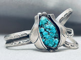 One Of The Most Unique Vintage Native American Navajo Spider Turquoise Sterling Silver Bracelet-Nativo Arts