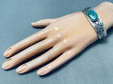 Jean Dale Vintage Native American Navajo Pilot Mountain Turquoise Sterling Silver Bracelet-Nativo Arts