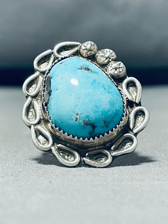 Unbelievable Vintage Native American Navajo Godber Turquoise Sterling Silver Ring-Nativo Arts
