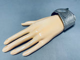 100 Gram Vintage Native American Navajo Hand Carved Eagle Sterling Silver Bracelet-Nativo Arts