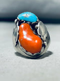 Outstanding Vintage Native American Navajo Pilot Mountain Turquoise Sterling Silver Ring-Nativo Arts