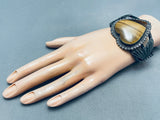 The Best Vintage Native American Navajo Tigers Eye Heart Sterling Silver Bracelet Cuff-Nativo Arts