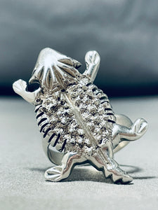 Sensational Native American Navajo Sterling Silver Toad Ring-Nativo Arts