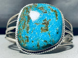 Mega Chunk Of Turquoise Vintage Native American Navajo Sterling Silver Bracelet-Nativo Arts