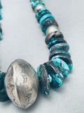Mega Silver Ball Native American Navajo Sterling Turquoise Necklace-Nativo Arts