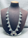 Exquisite Vintage Native American Zuni Needle Turquoise Sterling Silver Squash Blossom Necklace-Nativo Arts