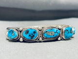 Majestic Vintage Native American Navajo Morenci Turquoise Sterling Silver Bracelet-Nativo Arts