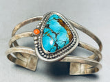 Rare Vintage Native American Navajo Bisbee Turquoise Sterling Silver Bracelet Old-Nativo Arts