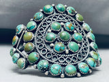 Very Rare Big Vintage Native American Navajo Green Turquoise Sterling Silver Bracelet-Nativo Arts
