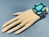 Massive Vintage Native American Navajo Turquoise Cluster Sterling Silver Bracelet-Nativo Arts