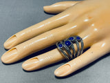 Unique Native American Navajo Lapis Sterling Silver Ring-Nativo Arts