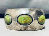 Fab!! Vintage Native American Navajo Gaspeite Sterling Silver Bracelet Cuff-Nativo Arts