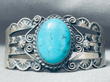 Robert Jonhson Native American Navajo Swirl Sleeping Beauty Turquoise Sterling Silver Bracelet-Nativo Arts