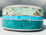 One Of The Most Unique Navajo 139 Gram Sterling Silver Inlay Bracelet-Nativo Arts