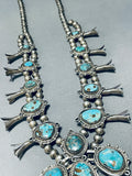 Dropdead Fab Vintage Navajo Turquoise Sterling Silver Squash Blossom Necklace-Nativo Arts