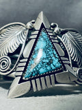 Lone Moutnain Turquoise!! Focal Point Vintage Native American Navajo Sterling Silver Bracelet-Nativo Arts
