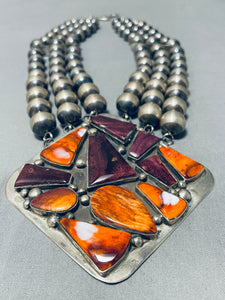Best Richard Fin Vintage Native American Navajo Spiny Oyster Sterling Silver Necklace-Nativo Arts