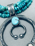 Dropdead Fab Native American Navajo Turquoise Sterling Silver Naja N3ecklace-Nativo Arts