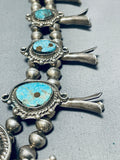 Dropdead Fab Vintage Navajo Turquoise Sterling Silver Squash Blossom Necklace-Nativo Arts