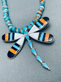 One Of The Most Beautiful Native American Zuni Turquoise Butterfly Sterling Silver Necklace-Nativo Arts
