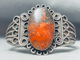 Stunning Vintage Native American Navajo Petrified Wood Sterling Silver Bracelet