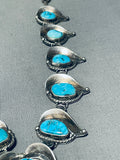 One Of The Best Vintage Native American Navajo Turquoise Sterling Silver Leaf Necklace Old-Nativo Arts