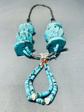 Native American One Of The Finest Ever Vintage Santo Domingo Turquoise Sterling Silver Necklace-Nativo Arts