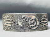 Highly Detailed Vintage Native American Navajo Sterling Silver Hand Bracelet
