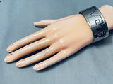 Thick Vintage Southwest Sterling Silver Geomtric Bracelet-Nativo Arts