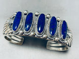 One Of The Best Vintage Native American Navajo Midnight Lapis Sterling Silver Bracelet-Nativo Arts