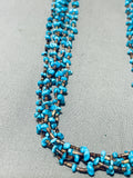 Native American Tremendous Vintage Santo Domingo Blue Diamond Turquoise Sterling Silver Necklace-Nativo Arts