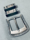 Heavy Vintage Southwest Sterling Silver Hand-stamped Ranger Buckle Set-Nativo Arts